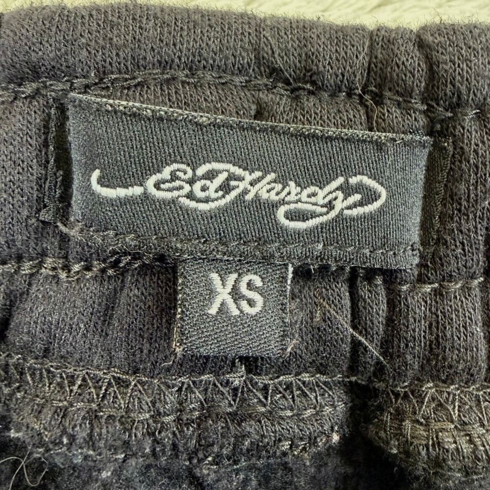 Ed Hardy Tiger Graphic Sweatpants Black Wide Leg Womens XS Retro Gold Foil Y2K - Picture 6 of 12
